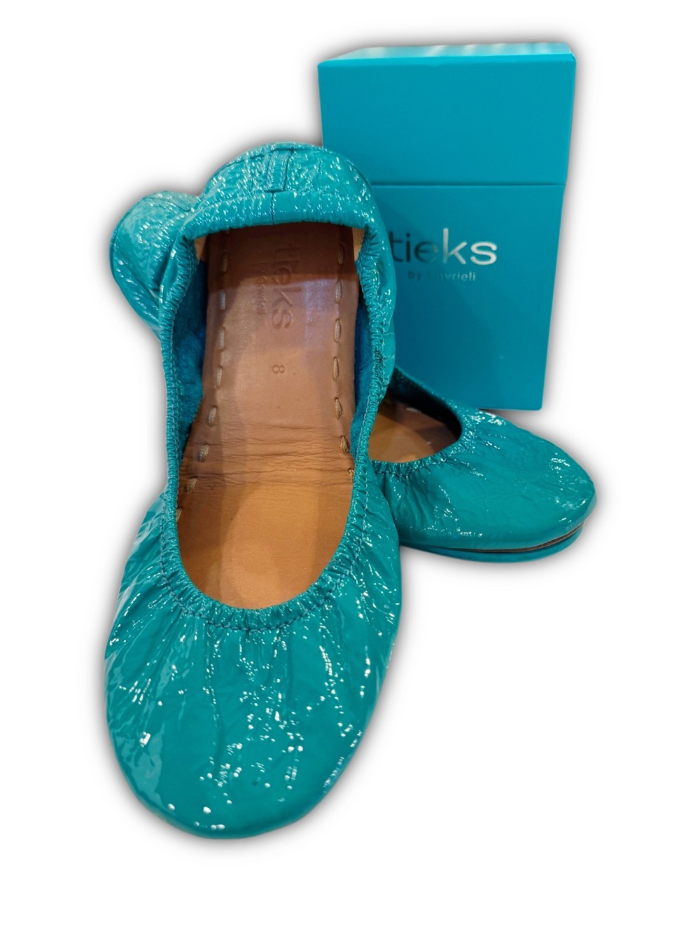 Tieks Blue Patent Flat Shoes
